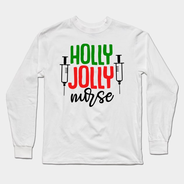 Holly Jolly Nurse Long Sleeve T-Shirt by MZeeDesigns